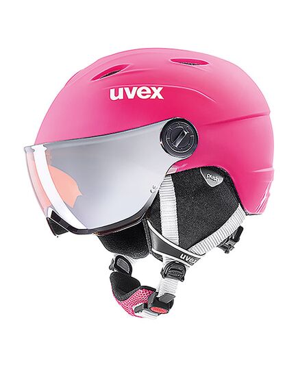 UVEX Kask dziecięcy Junior z wizjerem Visor Pro, Kolor: różowy, Rozmiar: 54-55