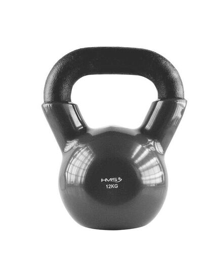 HMS KNV kettlebell do ćwiczeń hantla treningowa pokryta winylem 4kg czarny, Waga: 12 kg