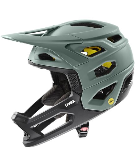 UVEX Kask rowerowy Full Face UVEX Revolt z MIPS (41/0/063/05/17), Kolor: zielony, Rozmiar: 57-61