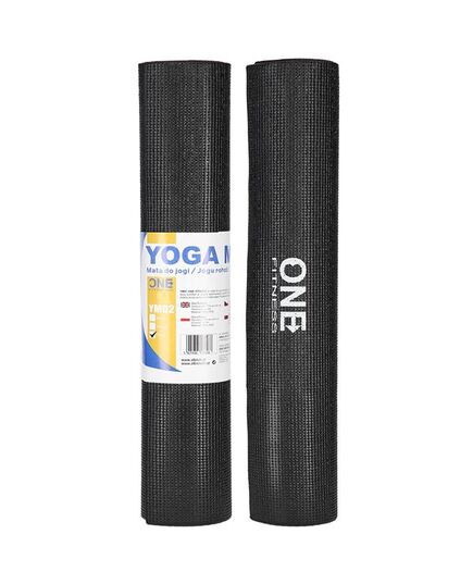 Mata do ćwiczeń fitness i jogi 173x61cm ONE FITNESS czarna, Kolor: czarny