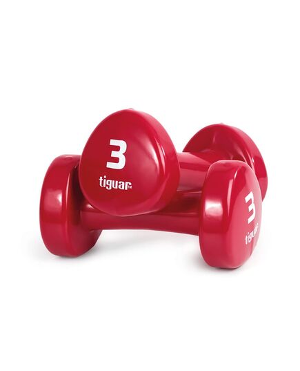 TIGUAR hantle do ćwiczeń fitness ciężarki 2x3kg zestaw czerwony, Kolor: czerwony, Waga: 3