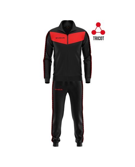 GIVOVA dres sportowy męski komplet bluza i spodnie Triacetato czarny/czerwony, Kolor: czarny, Rozmiar: XL