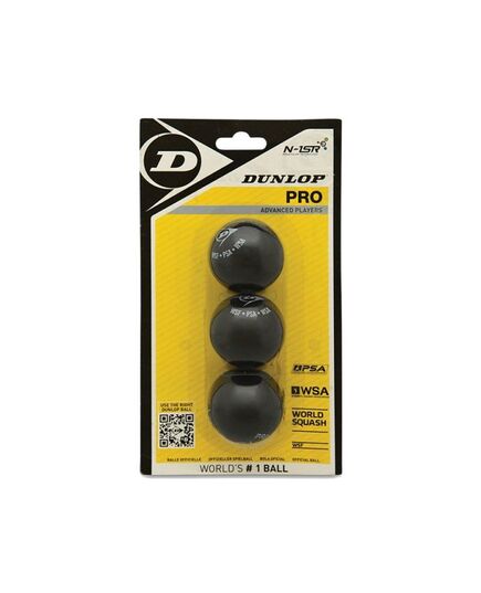 DUNLOP PRO 3-BALL BLISTER piłki do gry w squasha 3 sztuki czarne