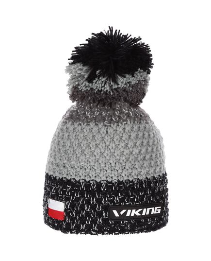 VIKING CORNET czapka męska zimowa z pomponem szarna/szara, Kolor: czarny, Waga: 0.2, Rozmiar: one size