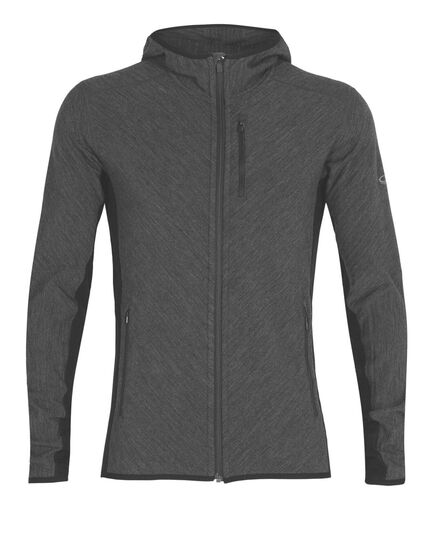 Icebreaker Bluza męska merino Descender LS Zip Hooded Jet Heather / Black r. M