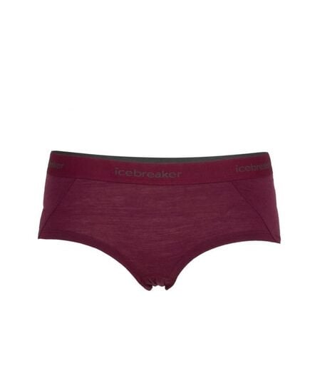 Icebreaker Bokserki damskie Sprite Hot Pants Redwood, Kolor: czerwony, Waga: 0.5, Rozmiar: XS