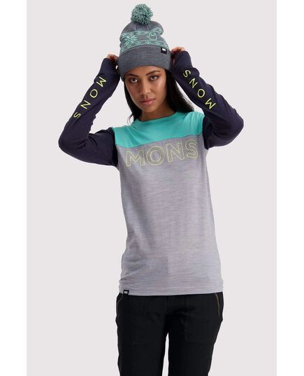 Mons Royale Koszulka damska merino Yotei BF Tech LS-Mint Edge r. S