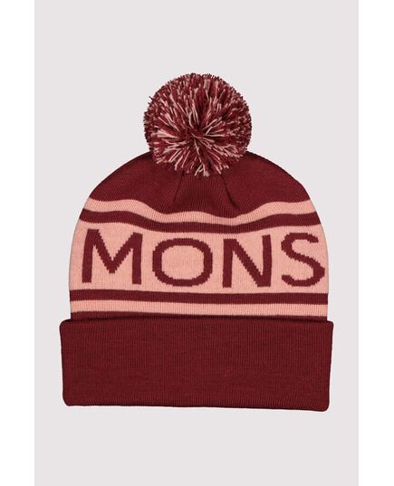 Mons Royale Czapka Unisex PomPom Logo Wine / Dusty Pink