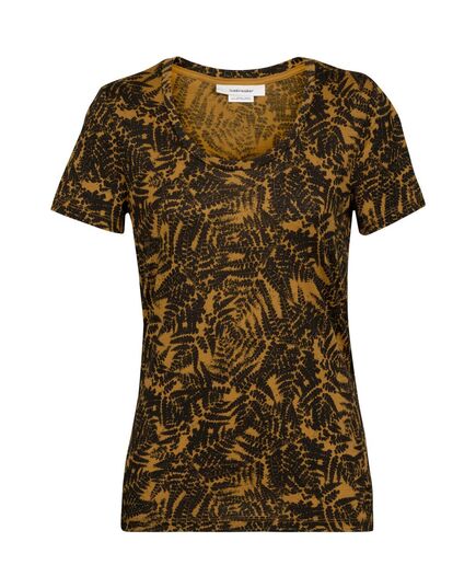Icebreaker Koszulka damska merino Tech Lite II SS Scoop Native Ferns clove, Kolor: brązowy, Waga: 0.5, Rozmiar: S