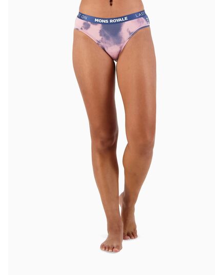 Mons Royale Figi damskie Folo Brief-Denim Tie Dye, Kolor: niebieski, Waga: 1.5, Rozmiar: S