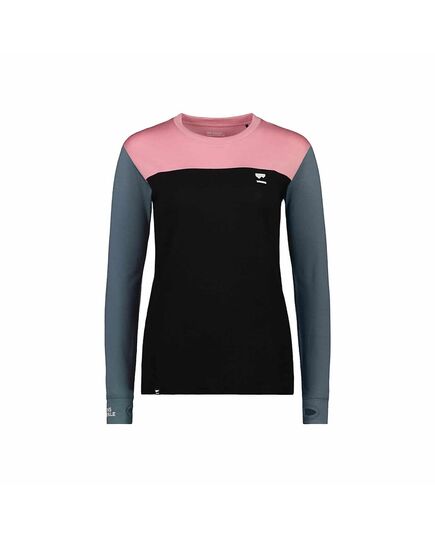 Mons Royale Koszulka damska merino Yotei BF LS Logo Dusty Pink / Burnt Sage r. S