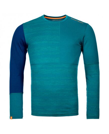 Ortovox Koszulka męska 185 Rock'N'Wool Long Sleeve turkusowa, Kolor: zielony, Waga: 0.5, Rozmiar: XL