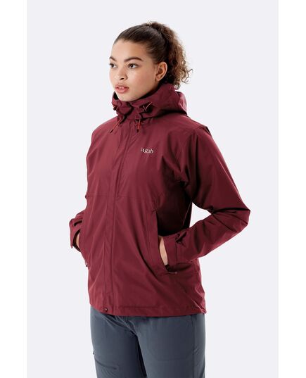 Rab Kurtka membranowa damska Downpour Eco Jacket bordowa, Kolor: szary, Waga: 1, Rozmiar: S