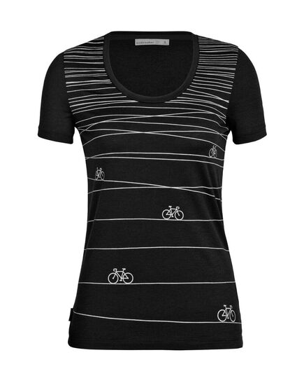 Icebreaker Koszulka damska merino W Tech Lite II SS Scoop Tee Hill Sprint czarny, Kolor: czarny, Waga: 0.5, Rozmiar: XL