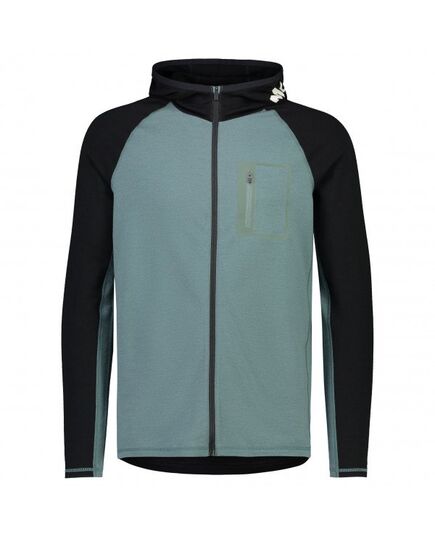 Mons Royale Bluza męska merino Traverse Full Zip Hood-Burnt zielono-czarna, Waga: 1.5, Rozmiar: M