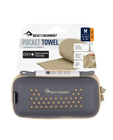 Sea to Summit Ręcznik szybkoschnący Pocket Towel beżowy, Kolor: beżowy, Waga: 0.5, Rozmiar: M