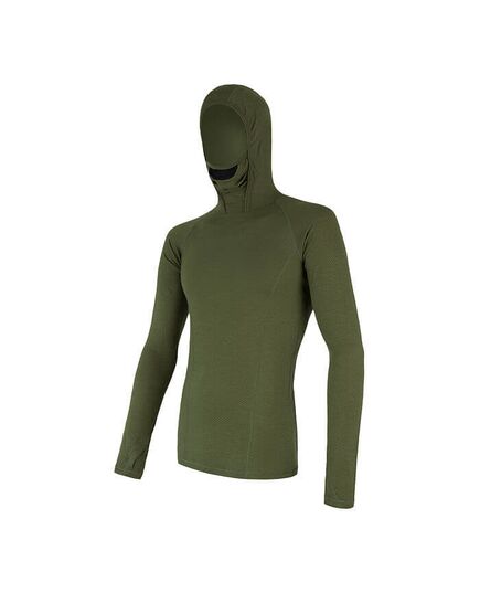 SENSOR Bluza z kapturem męska MERINO DF zielona, Kolor: zielony, Waga: 0.5, Rozmiar: XXL