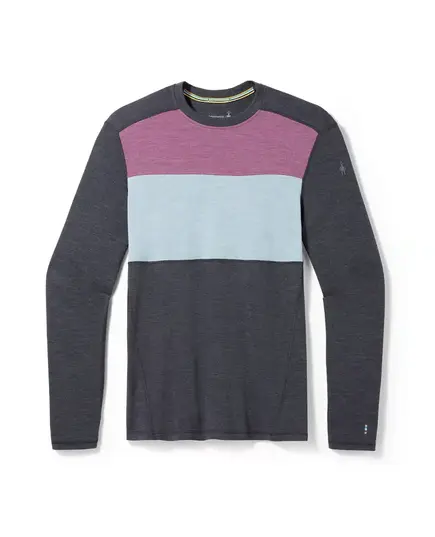 Smartwool Koszulka termiczna męska Classic Thermal Merino Colorblock Crew - Charcoal / Argyle Purple r. XL