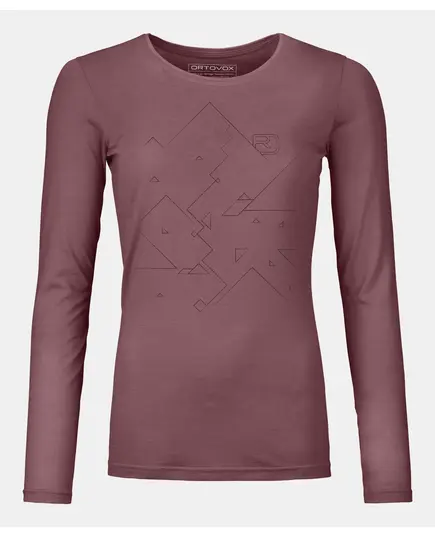 Ortovox Koszulka damska 185 Merino Tangram LS różowa, Kolor: różowy, Waga: 0.8, Rozmiar: XL