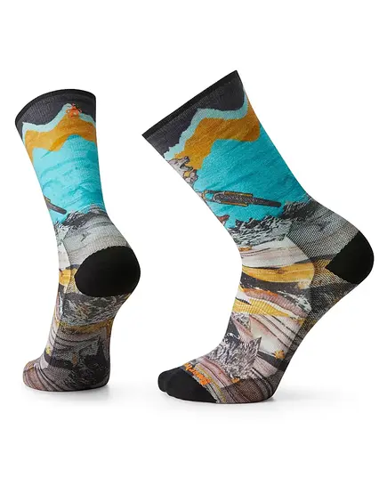 Smartwool Skarpetki rowerowe z wełną merino Bike Zero Cushion Wolf Print Crew Socks, Waga: 0.5, Rozmiar: L (42-45)