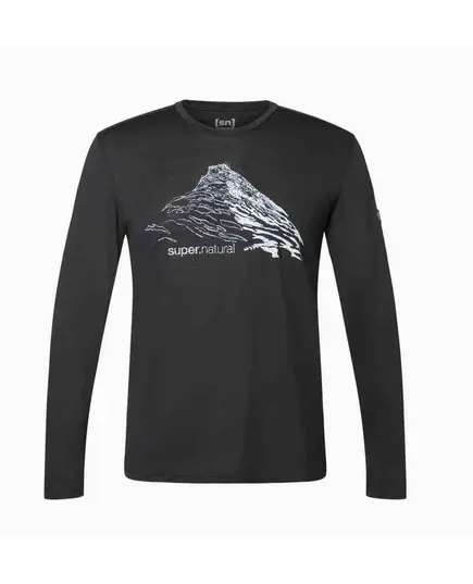 Super.Natural koszulka męska z długim rękawem merino Mountain Rise czarna, Waga: 0.5, Rozmiar: XXL