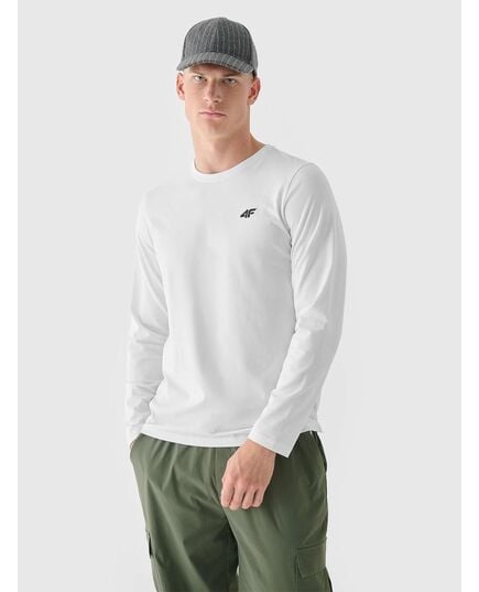 4F Longsleeve koszulka męska bawełniana M375 biała, Kolor: biały, Rozmiar: M