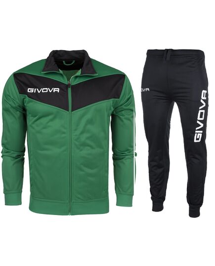 GIVOVA dres sportowy męski komplet bluza i spodnie Triacetato czarny/zielony, Kolor: zielony, Rozmiar: XL