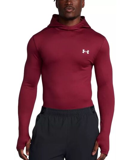 UNDER ARMOUR koszulka treningowa męska termoaktywna z kapturem Elite Scuba Hdy czerwona, Kolor: czerwony, Rozmiar: XL