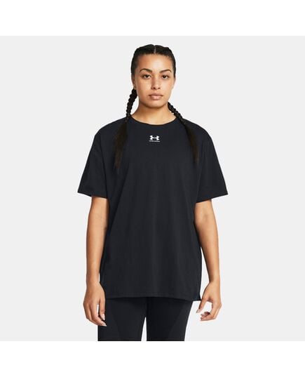 UNDER ARMOUR koszulka damska t-shirt sportowy Campus Oversize czarny, Kolor: czarny, Rozmiar: S