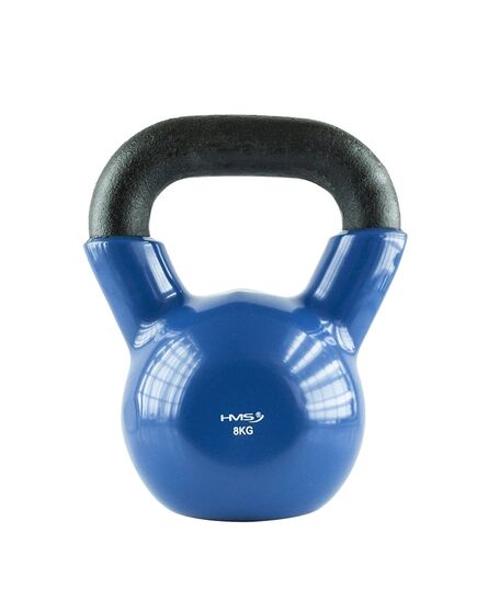 KNV08 Blue Kettlebell Żeliwny Pokryty Winylem 8kg HMS, Kolor: niebieski, Waga: 8 kg