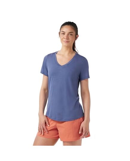 Smartwool koszulka damska Merino Active Ultralite V-neck Short Sleeve - Nightfall Blue, Rozmiar: M