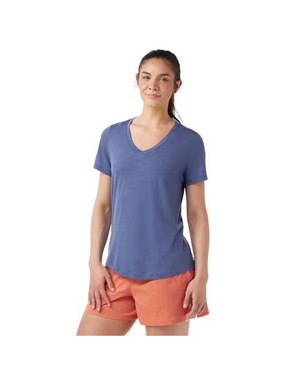 Smartwool koszulka damska Merino Active Ultralite V-neck Short Sleeve - Nightfall Blue, Rozmiar: L