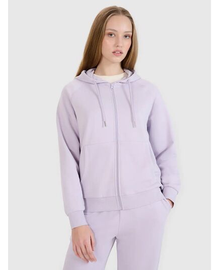 4F bluza damska dresowa z kapturem 4FWSS25TSWSF1541 fioletowa, Kolor: fioletowy, Rozmiar: M