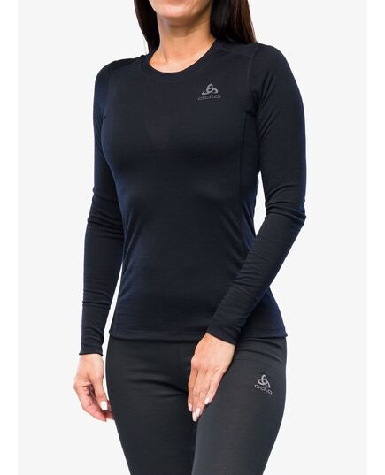 ODLO Koszulka damska BL TOP crew neck l/s MERINO 200 czarna, Kolor: czarny, Rozmiar: XS