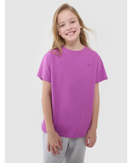 4F koszulka dziecięca t-shirt bawełniany 4FJWSS25TTSHF2326 różowa, Kolor: różowy, Rozmiar: 164