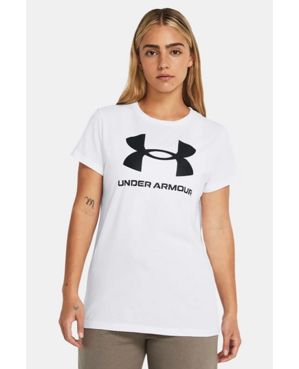UNDER ARMOUR koszulka t-shirt damska Rival Logo SS biała, Kolor: biały, Rozmiar: L