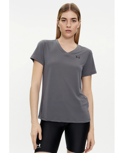 UNDER ARMOUR koszulka t-shirt damski sportowy Tech SSV- Solid szara, Kolor: szary, Rozmiar: M