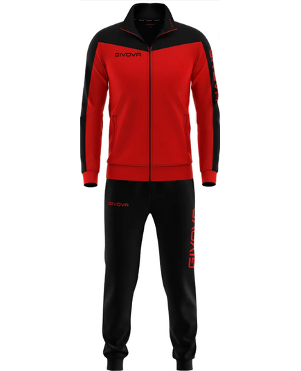 GIVOVA dres męski komplet spodnie i bluza TR036 czerwony, Kolor: czerwony, Rozmiar: M