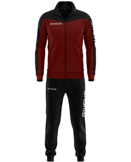 GIVOVA dres męski komplet spodnie i bluza TR036 czerwony, Kolor: grantowy, Rozmiar: M
