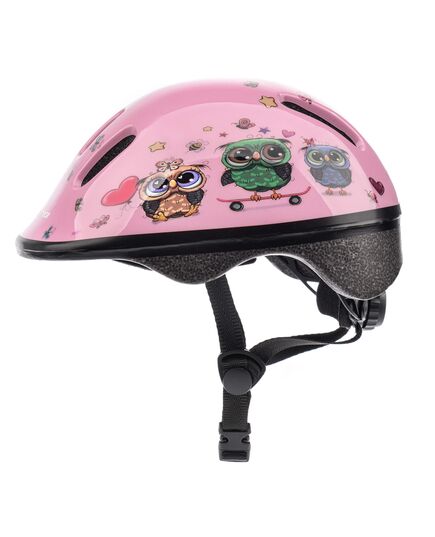 Meteor Kask rowerowy KS06 Little owl, Kolor: różowy, Rozmiar: 48-52
