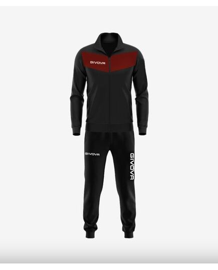 GIVOVA dres sportowy męski komplet bluza i spodnie Triacetato czarny/czerwony