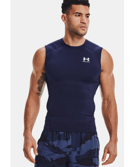 UNDER ARMOUR koszulka na siłowinię męska UA HG Comp SS granatowa, Kolor: granatowy, Rozmiar: XXL