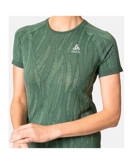 ODLO Koszulka techniczna damska T-shirt crew neck s/s ZEROWEIGHT CERAMIC zielona, Kolor: zielony, Rozmiar: S