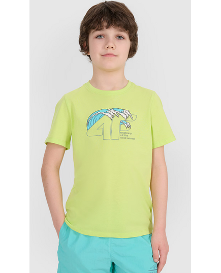 4F t-shirt bawełniany koszulka chłopięca 4FJWSS25TTSHM1917 miętowy, Kolor: zielony, Rozmiar: 134