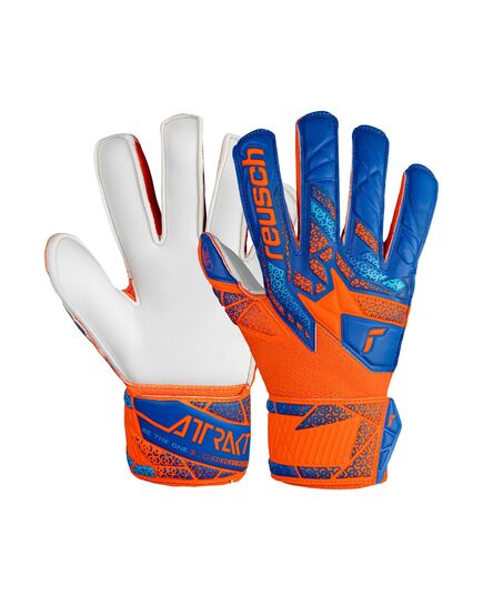 REUSCH rękawice bramkarskie Attrakt Solid Finger Support Junior, Kolor: pomarańczowy, Rozmiar: 4
