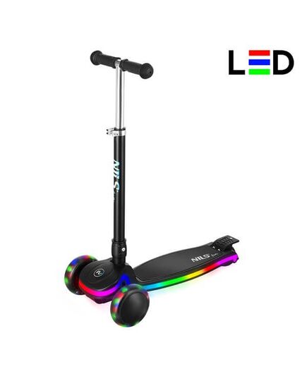NILS EXTREME hulajnoga trójkołowa świecąca LED HLB1306 czarna