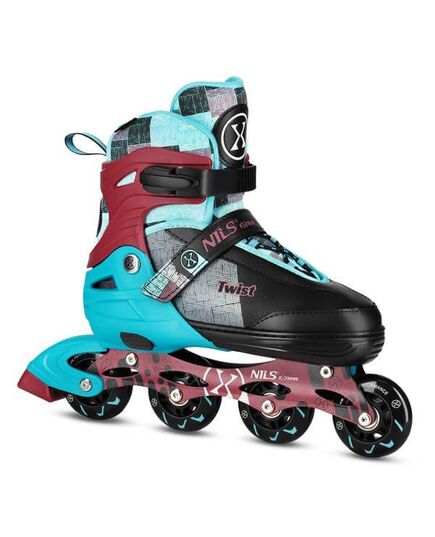 NILS EXTREME rolki rekreacyjne z kauczukowymi kołami NA13810 TWIST niebieskie, Kolor: niebieski, Rozmiar: 39-42
