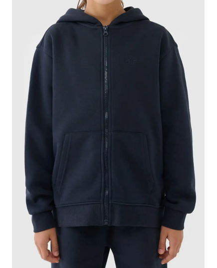 4F bluza bawełniana dziewczęca z kapturem 4FJWMM00TSWSF1861 granatowa, Kolor: granatowy, Rozmiar: 128