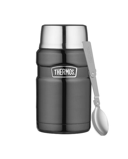 Thermos Style Termos obiadowy z łyżką i kubkiem metaliczny szary 710ml