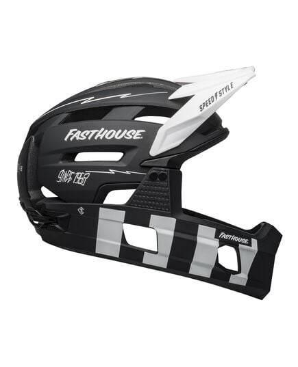 Kask full face BELL SUPER AIR R MIPS SPHERICAL matte czarny biały fasthouse, Kolor: biało-czarny, Rozmiar: M (55-59 cm)